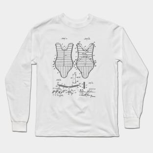 Baseball Player Armor Vintage Patent Hand Drawing Long Sleeve T-Shirt